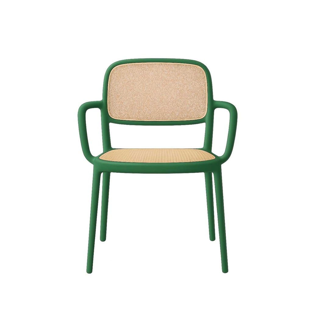 360 HOME CHAIR POLYPROPILENE FRAME+RATAN BACKREST+SEAT GREEN