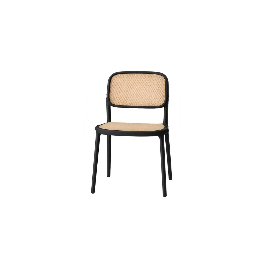 360 HOME CHAIR DINING ARMLESS STACKABLE POLYPROPILENE RATAN LOOK BLACK