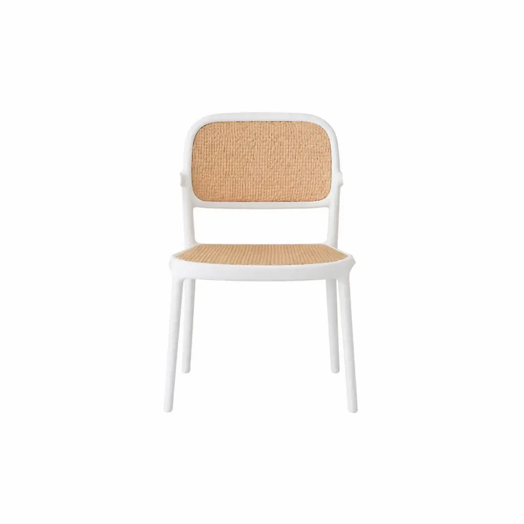360 HOME CHAIR DINING ARMLESS STACKABLE POLYPROPILENE RATAN LOOK WHITE