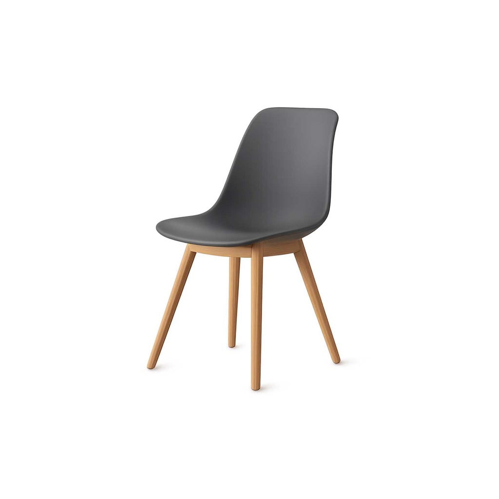 360 HOME CHAIR AMES-STYLE PLASTIC SEAT SHELL & WOOD LEGS BLACK