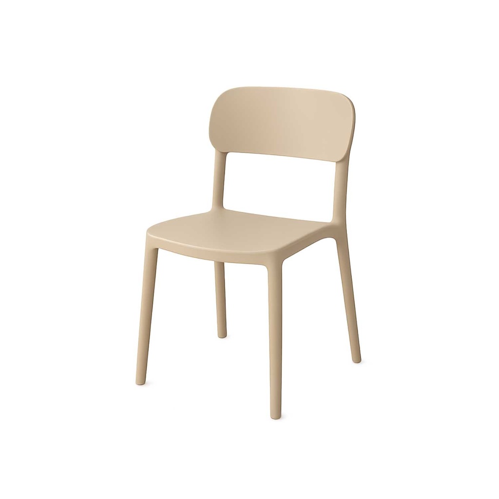 360 HOME CHAIR ARMLESS STACKABLE RETRO DESIGN+WIDE SEAD & SLIGHTLY TITED BACKREST BEIGE