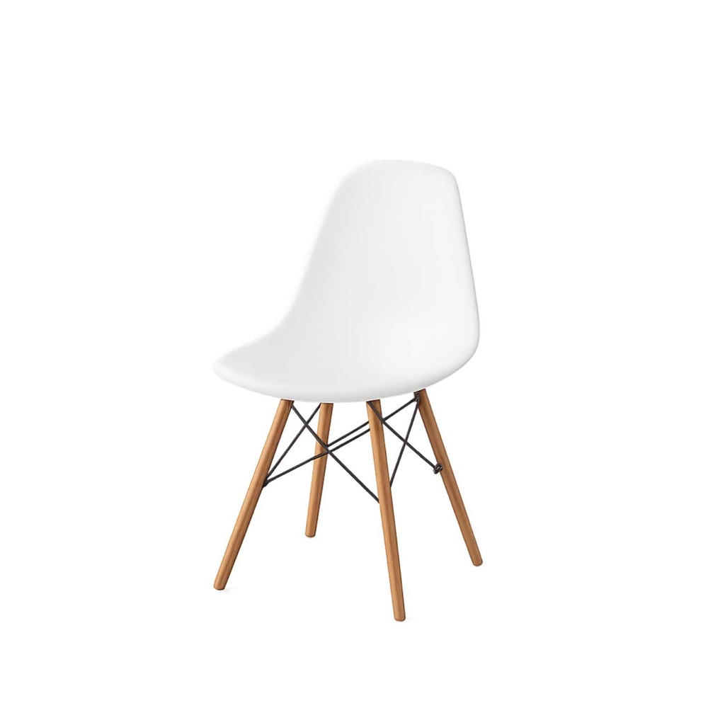 360 HOME CHAIR DINING HEIGHT SIDE WOOD BASE SHAPED SEAT SHELL PLASTIC WHITE