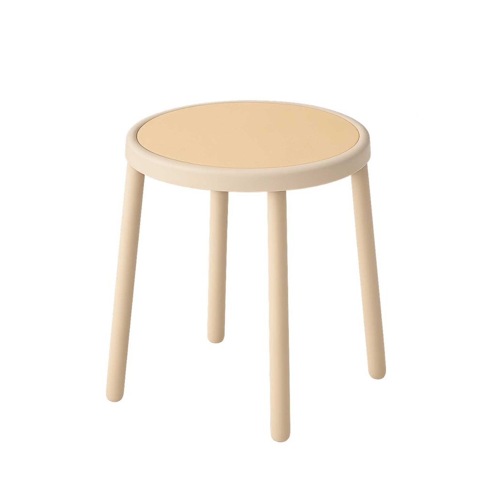 360 HOME STOOL RATTAN STACKABLE PLASTIC BACKLESS ROUND DESIGN WITH 4 LEGS BEIGE