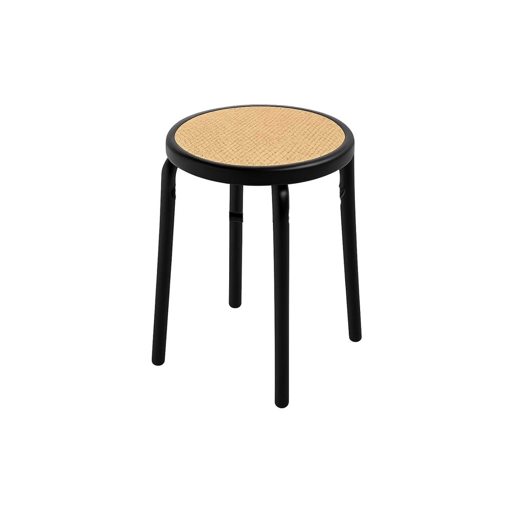 360 HOME STOOL RATTAN STACKABLE PLASTIC BACKLESS ROUND DESIGN WITH 4 LEGS BLACK