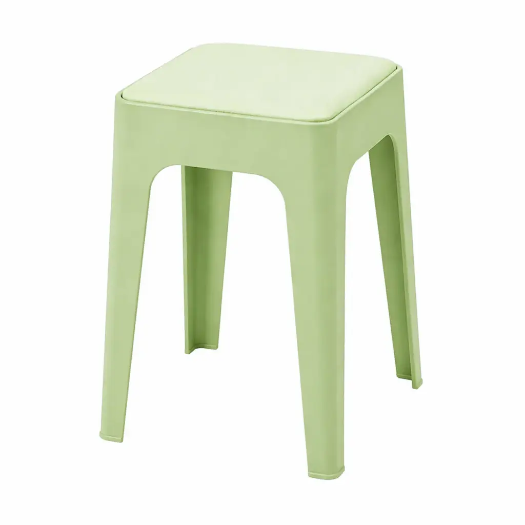 360 HOME STOOL STACKABLE PLASTIC WITH SOFT CUSHIONED SEAT BACKLESS MINT