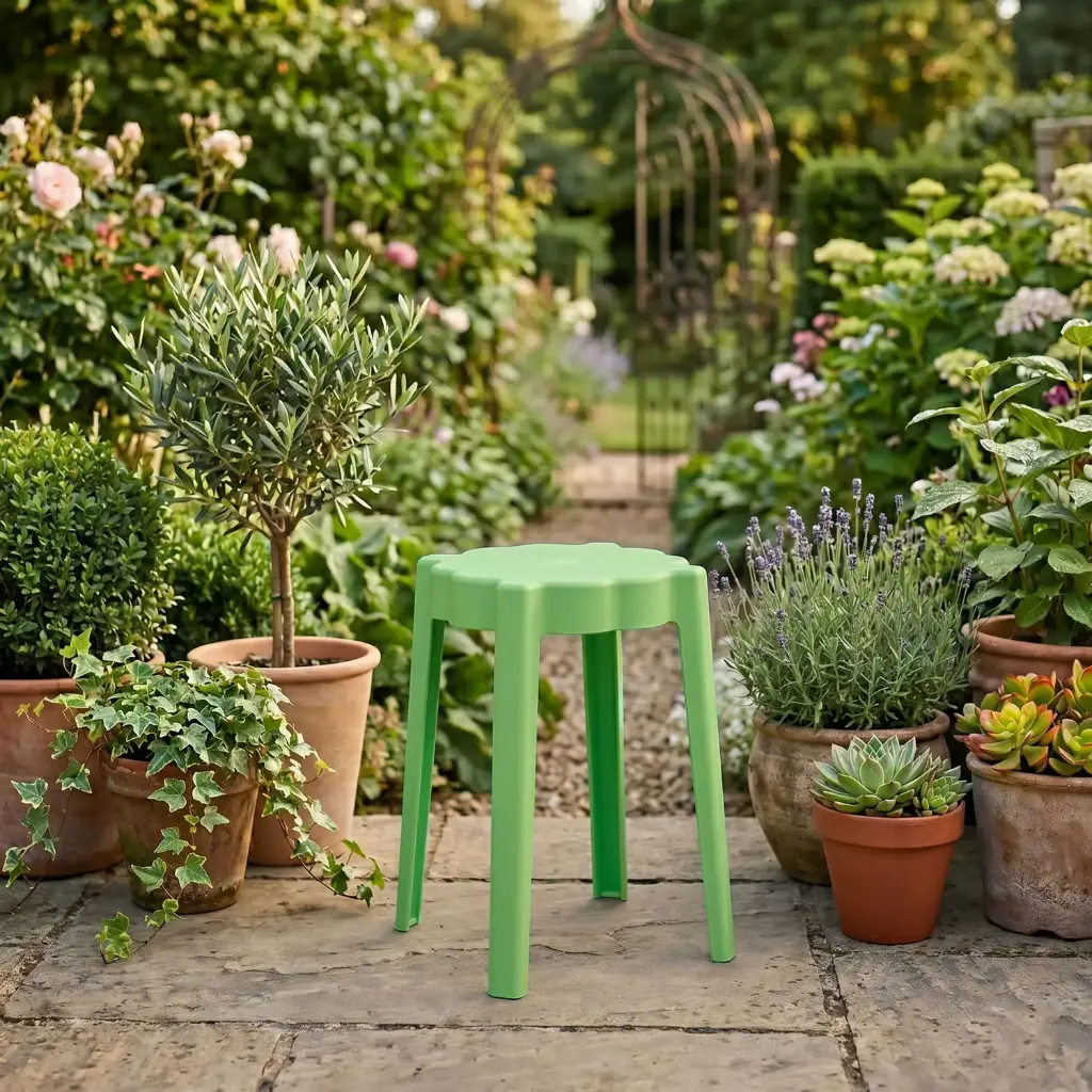 360 HOME STOOL STACKABLE PLASTIC POLYPROPILENE FLOWER-PETAL TOP DESIGN MINT