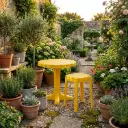 360 HOME STOOL STACKABLE PLASTIC POLYPROPILENE FLOWER-PETAL TOP DESIGN YELLOW