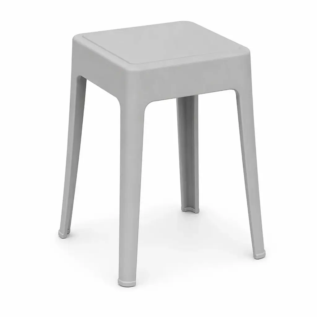 360 HOME STOOL PLASTIC SQUARE SEAT AND FOUR LEGS GREY