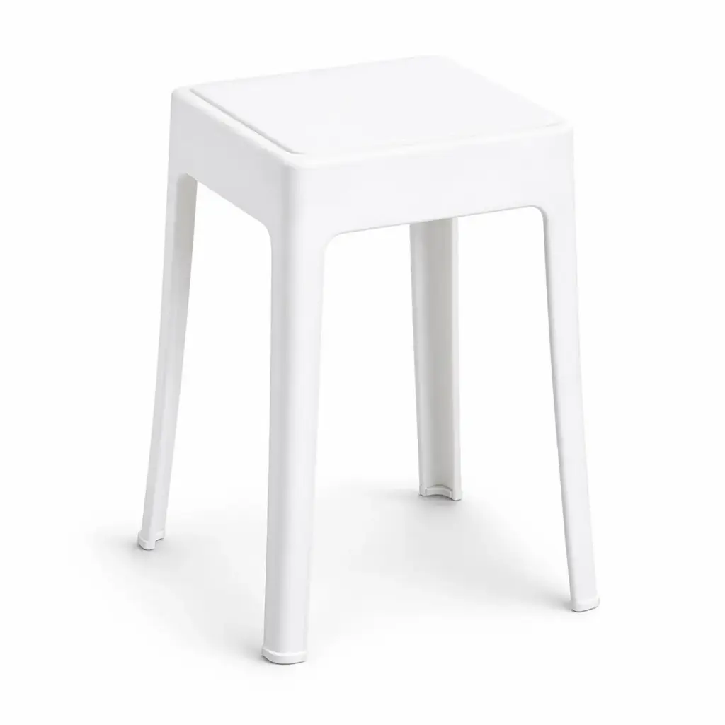 360 HOME STOOL PLASTIC SQUARE SEAT AND FOUR LEGS WHITE