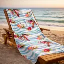360 HOME BEACH TOWEL FLORAL WAVE AND ANCHOR PATTERN 100% POLYESTER 230GSM 70x140 LIGHT BLUE AND PINK
