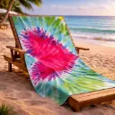 360 HOME BEACH TOWEL HEART PATTERN 100% POLYESTER 230GSM 70x140 PINK AND TURQUOISE