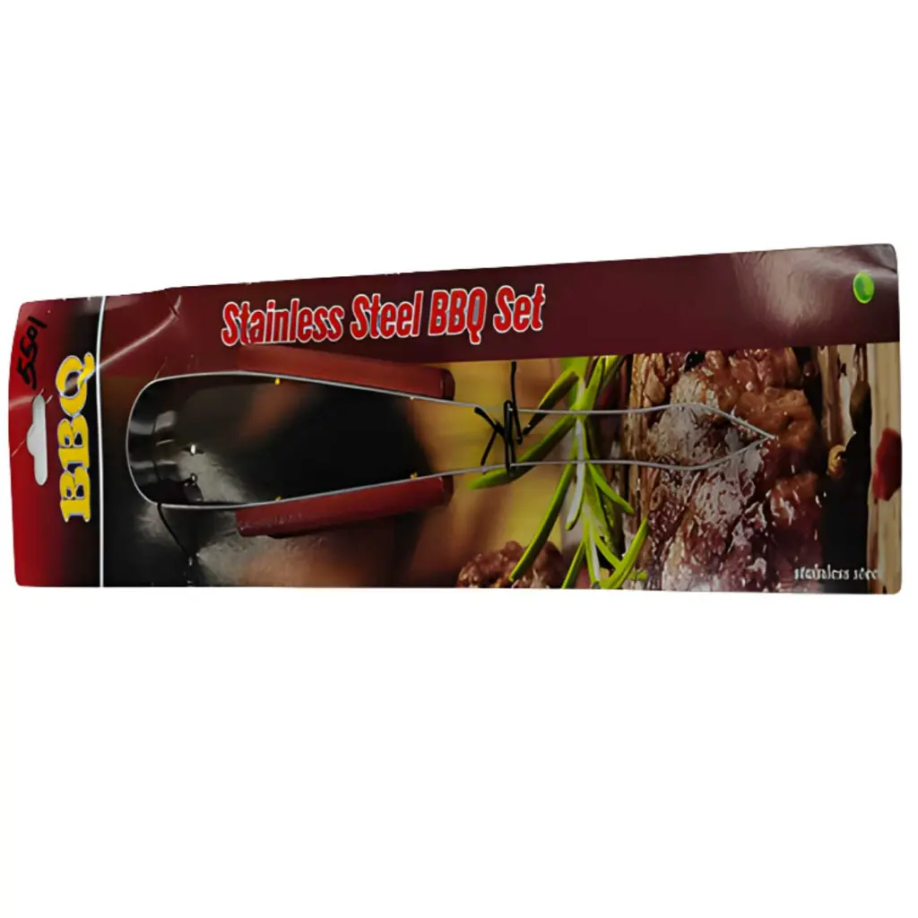 360 HOME 1-PC STAINLESS STEEL BBQ TONG WOOD HANDLE 