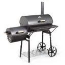 360 HOME PORTABLE CHARCOAL BBQ GRILL WITH OIL BARREL,CHIMNEY,WHEELS AND THERMOMETER SIZE BLACK