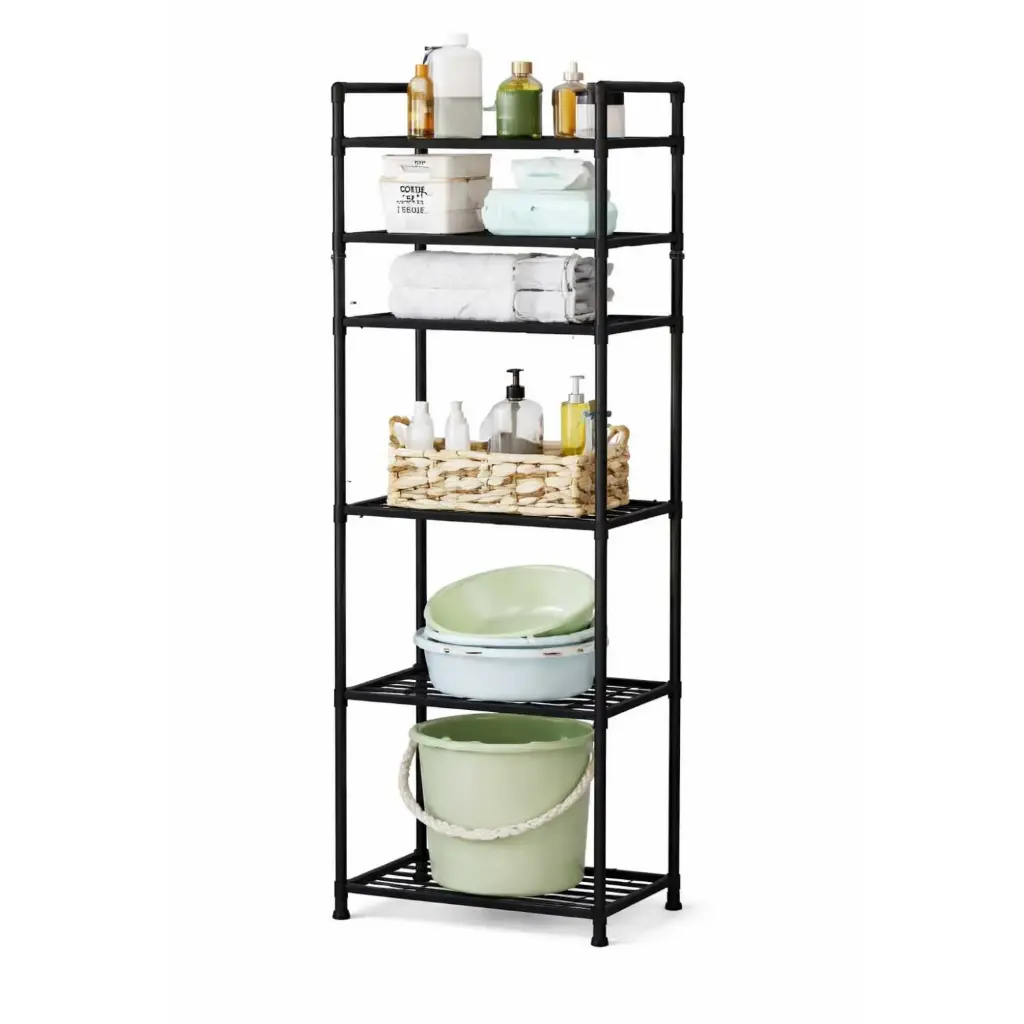 360 HOME 6-TIER IRON STANDING STORAGE RACK WITH WHEELS 42*32*168 BLACK