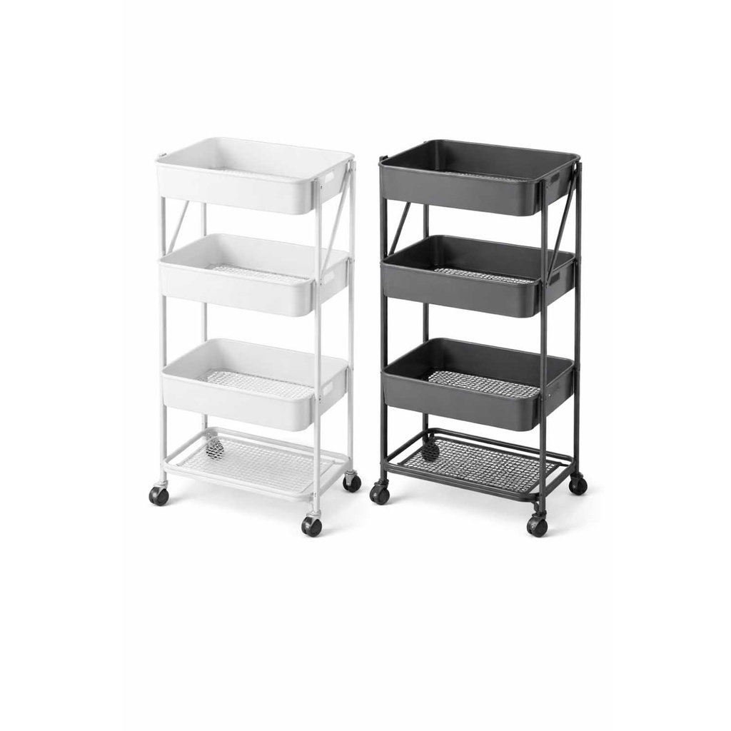 360 HOME 3-TIER IRON FOLDABLE TROLLEY STORAGE RACK WITH WHEELS 79*46*30 BLACK