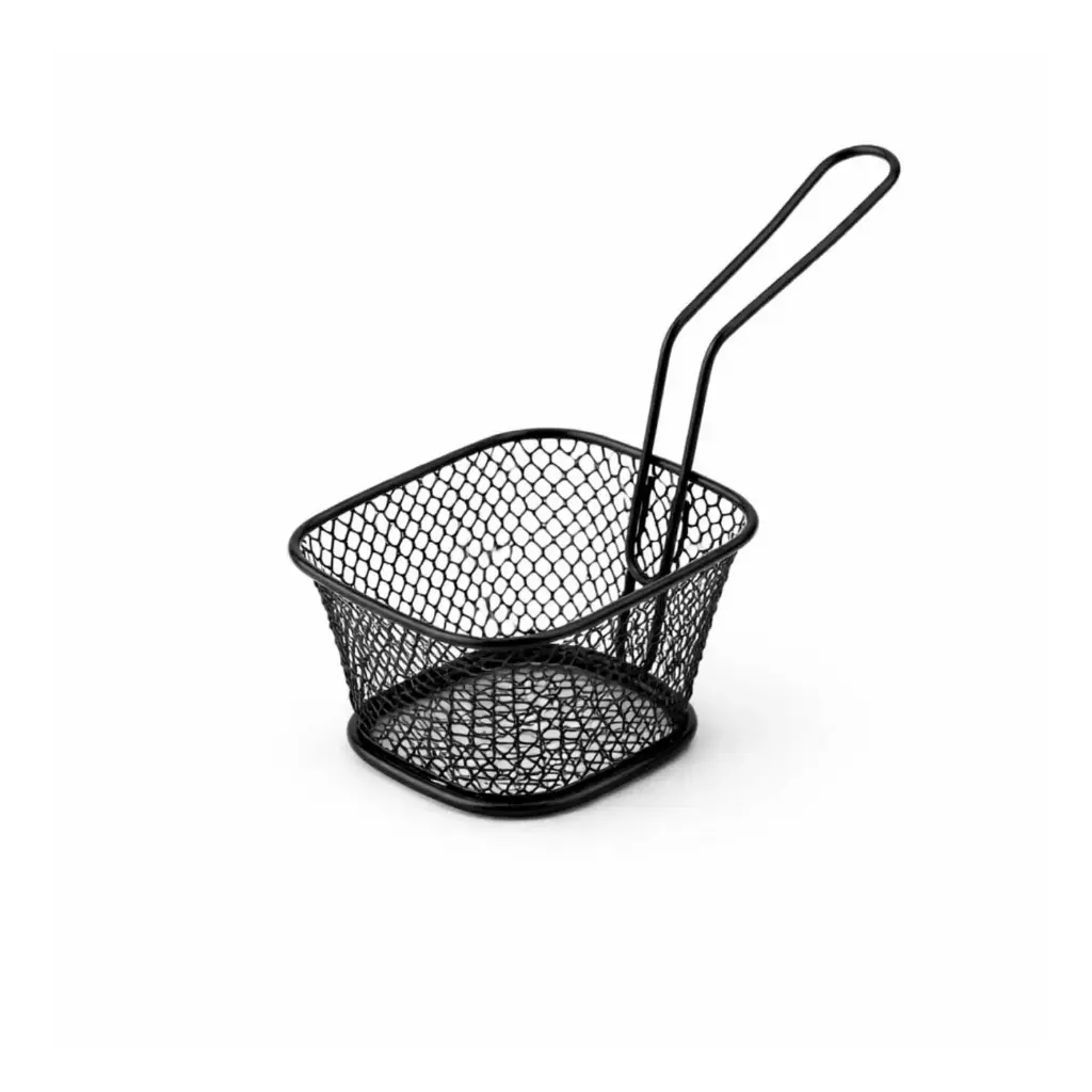 360 HOME SMALL SQUARE IRON FRENCH FRY BASKET 10*8.5*6.5 BLACK