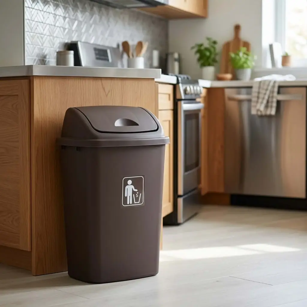 360 HOME PLASTIC BIN 42.5*32.5*65 50L SWING LID RECTANGULAR INDOOR-OUTDOOR