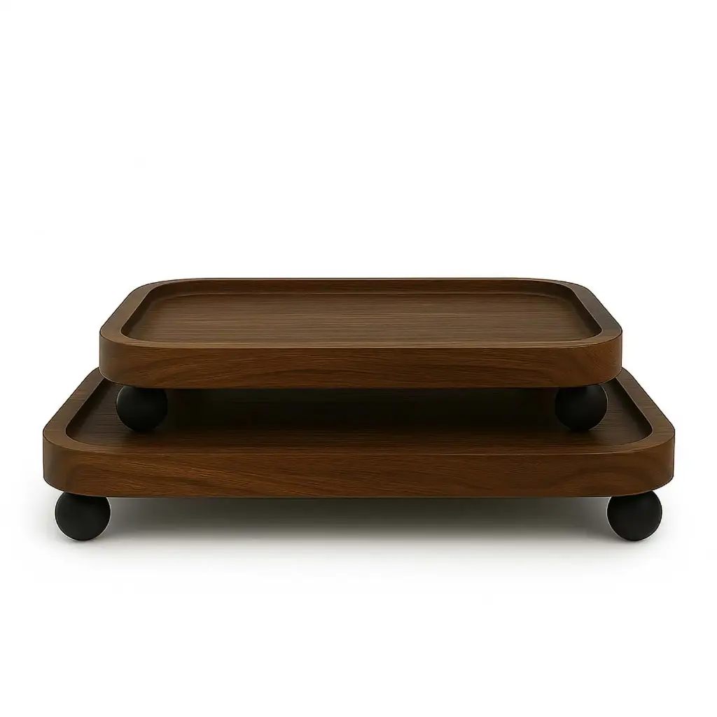 360 HOME TRAY RAISER WOOD 35*25*5 30*20*5 RECTANGLE SET OF 2PCS PEDESTAL STAND
