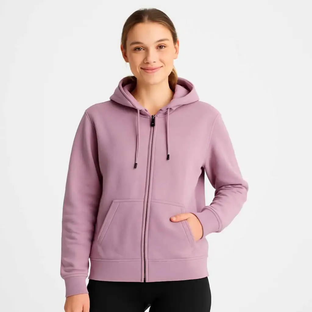 360 COTTON, LADIES HOODY, 100% EGYPTIAN COTTON BLOSH LADIES ZIPPER HOODIES PURPLE