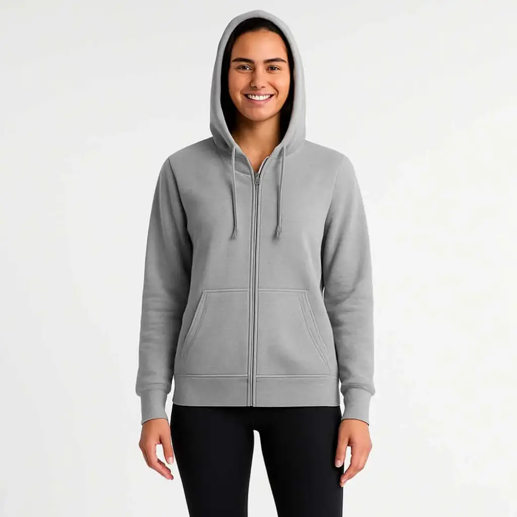 360 COTTON, LADIES HOODY, 100% EGYPTIAN COTTON BLOSH LADIES ZIPPER HOODIES GREY