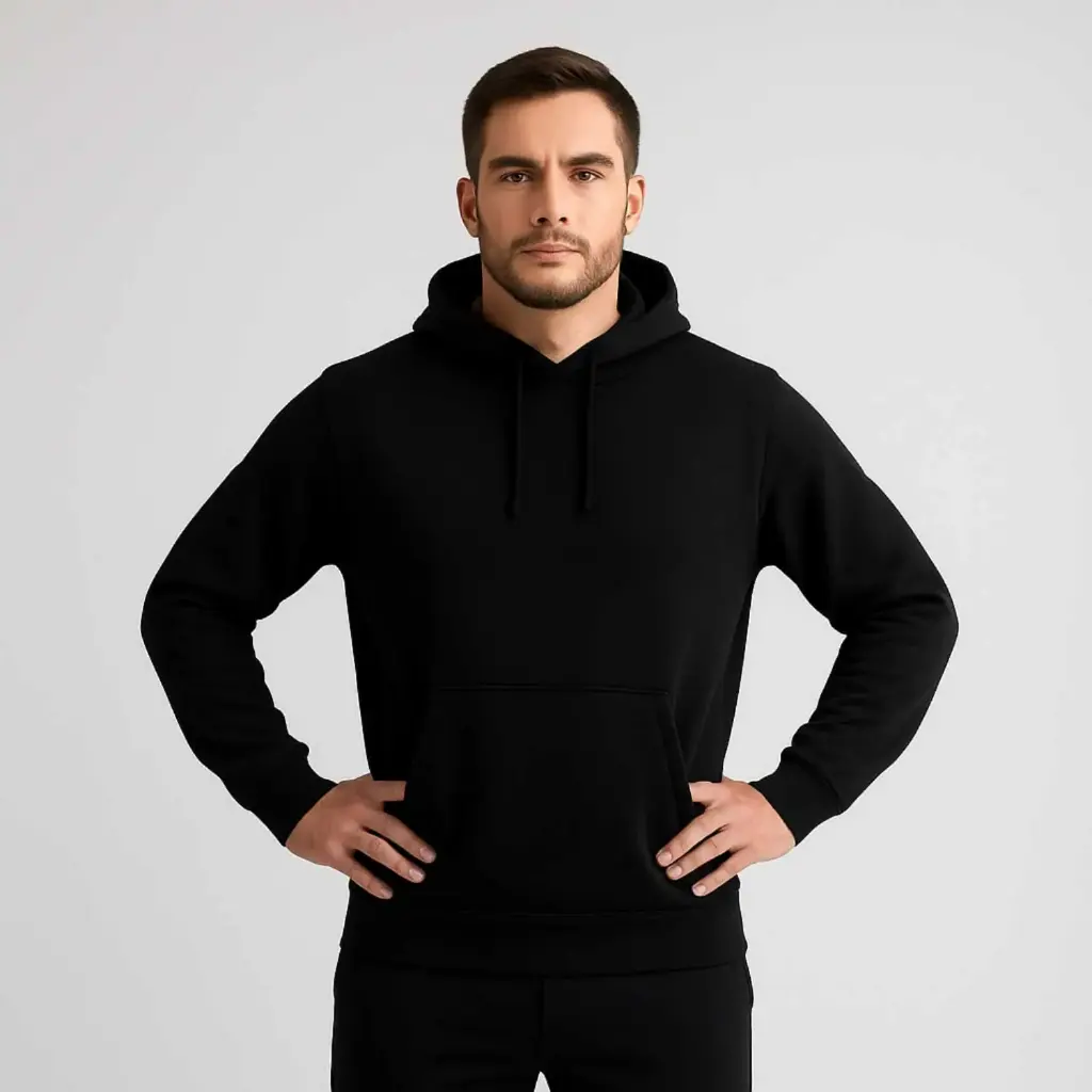 360 COTTON, MEN HOODY, 100% EGYPTIAN COTTON BLOSH MEN HOODIES BLACK