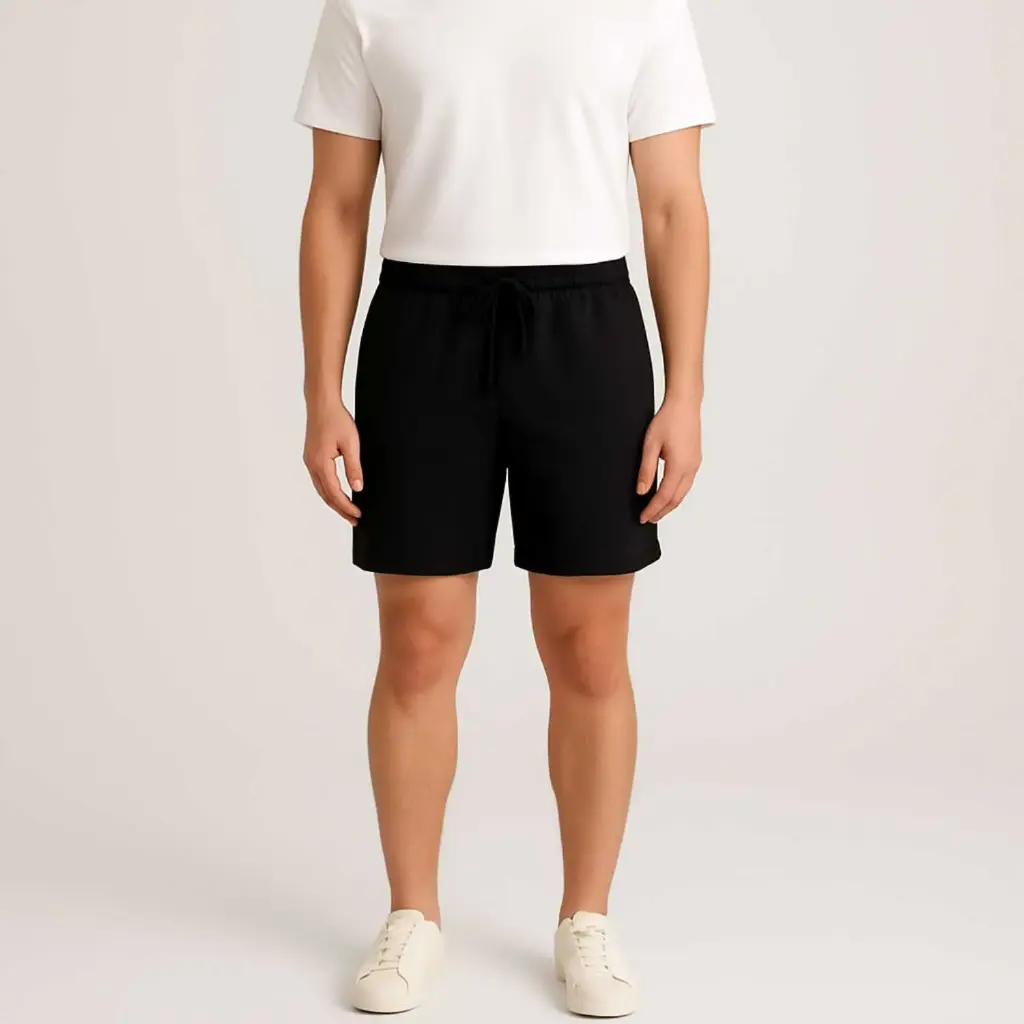 360 COTTON,MEN'S SHORT, 100% EGYPTIAN COTTON MELTON MEN SHORT BLACK