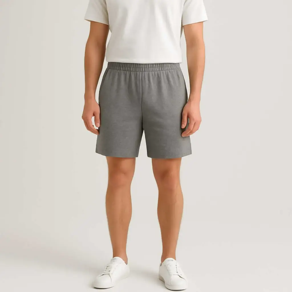 360 COTTON,MEN'S SHORT, 100% EGYPTIAN COTTON MELTON MEN SHORT GREY