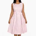 360 COTTON SLEEVELESS DRESS WITH FLOWER 3D JAQUARD FABRIC BABY PINK 