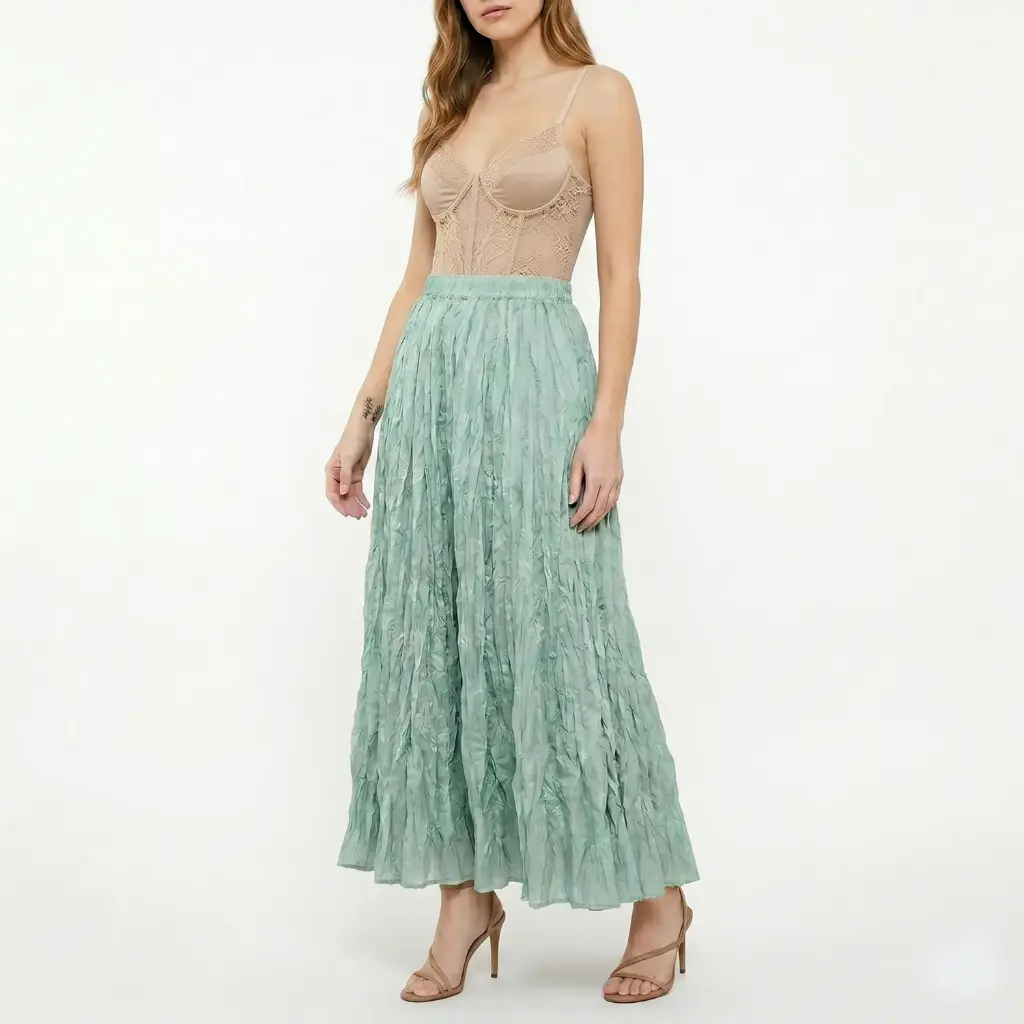 360 COTTON LONG SKIRT CRINKLE MINT 