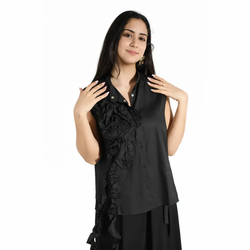 360 COTTON SHIRT SLEEVELES BLACK 