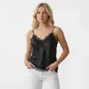 360 COTTON TOP SLEEVELESS WITH LACE SATIN BLACK  