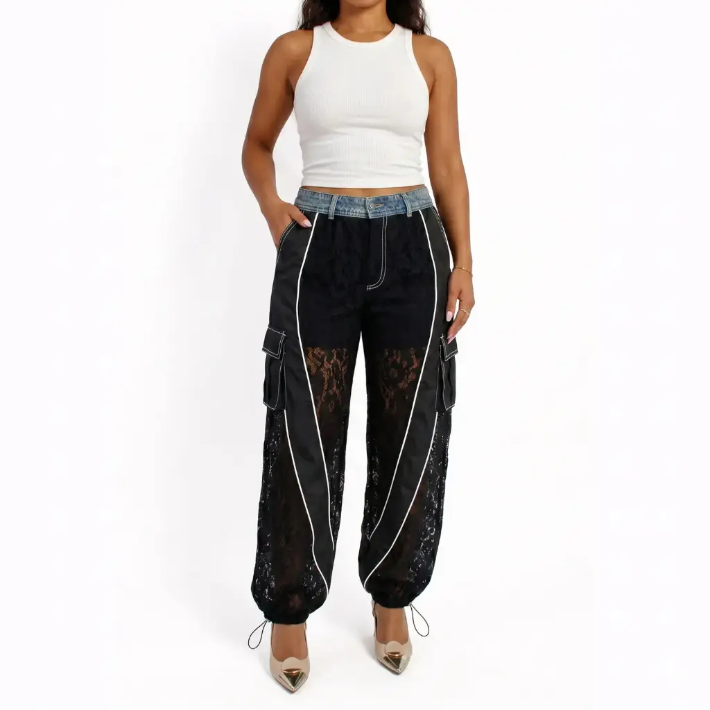 360 COTTON PANT LACE BLACK S/M