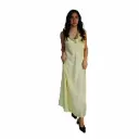 360 COTTON LOND DRESS SATIN SLEEVELESS WITH ONE BUCLE YELLOW 