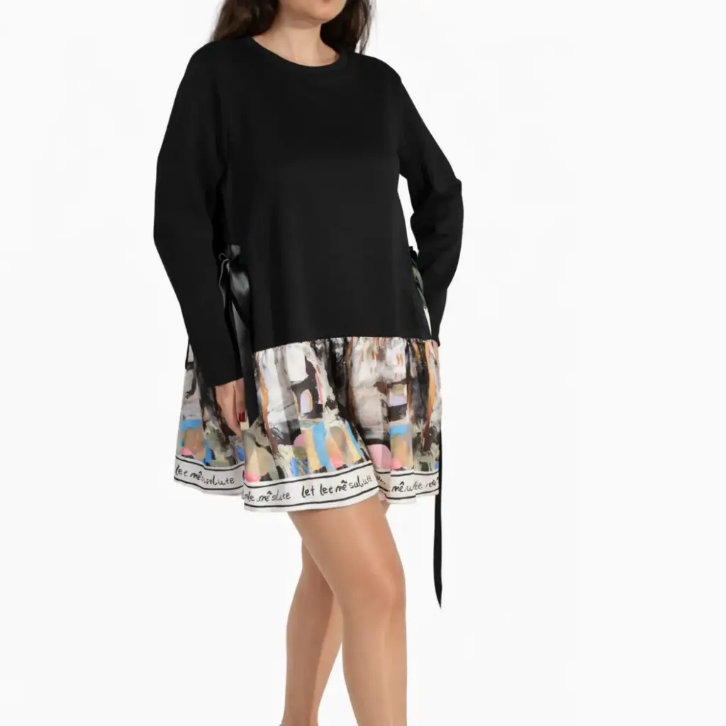 Midi sweater Dress melton, long sleeve Black 