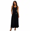 360 COTTON LONG DRESS WITH BROCH BELT BLACK 