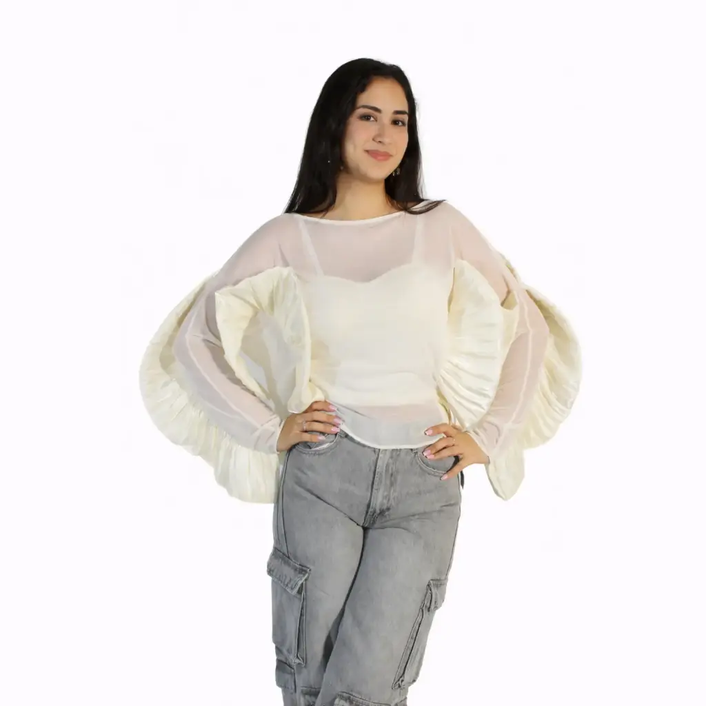 360 COTTON TOP, WINGS LONG SLEEVE SHEER