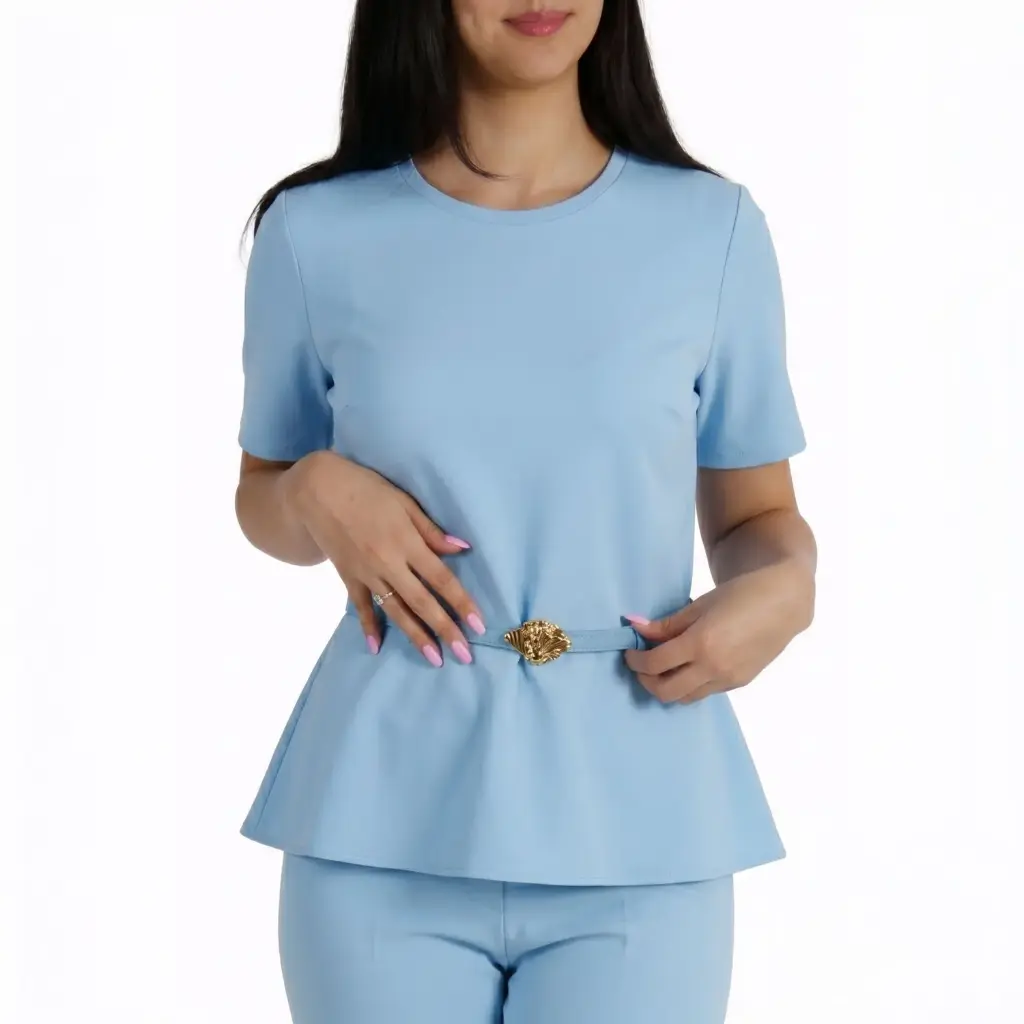 360 COTTON SHIRT WITH BELT COTTON BLUE SKY 