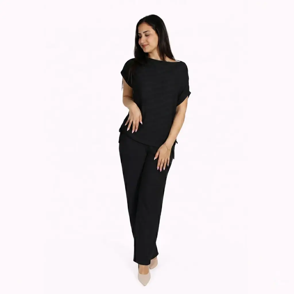 360 COTTON SET OF TSHIRT  AND PANT BLACK