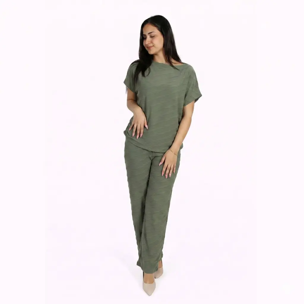 360 COTTON SET OF TSHIRT  AND PANT KAKI 