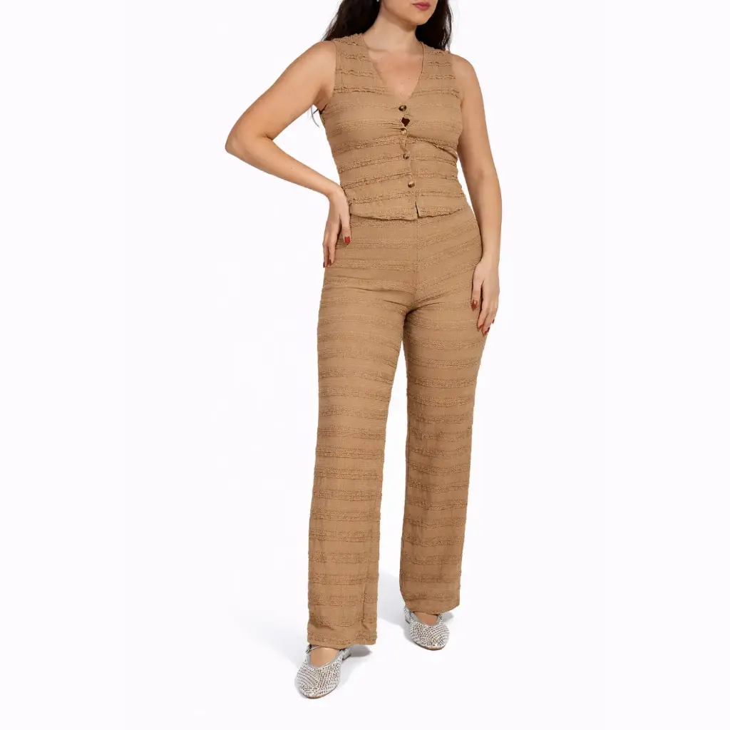 360 COTTON SET OF GILET  AND PANT CAMEL 