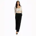 360 COTTON SET OF CROP TOP AND PANT BEIGE& BLACK 