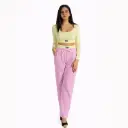 360 COTTON SET OF CROP TOP AND PANT YELLOW & PINK 
