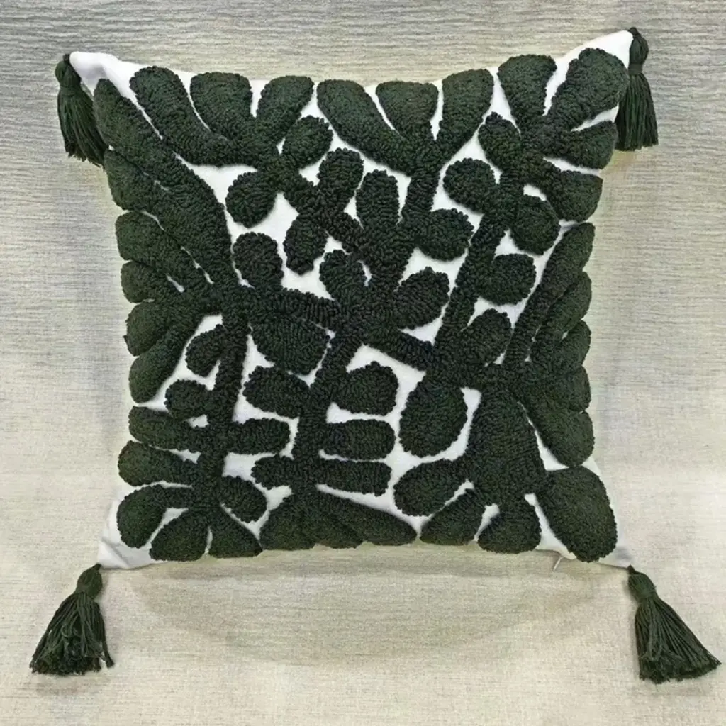 360 HOME TUFTED CUSHION COVER 45*45CM BOHO STYLE TUFTED ABSTRACT BOHO THROW PILLOW BLACK & WHITE