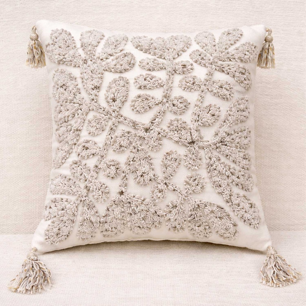 360 HOME TUFTED CUSHION COVER 45*45CM BOHO STYLE ABSTRACT BOHO THROW PILLOW GREY & WHITE
