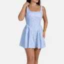 360 COTTON SLEEVLES TOP FLOWER PATTERN SKY BLUE 