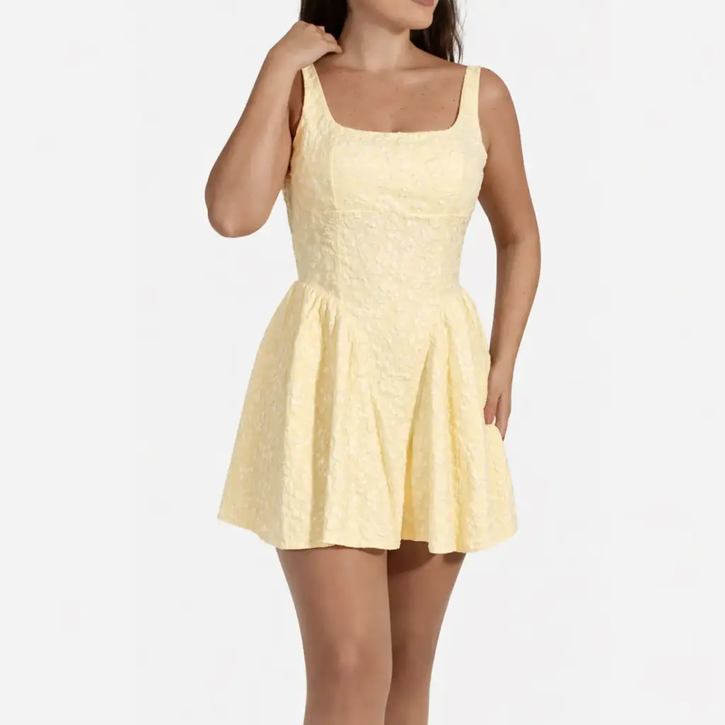 360 COTTON SLEEVLES TOP FLOWER PATTERN YELLOW