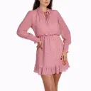 360 COTTON DOTTED LONG SLEEVE DRESS PINK 