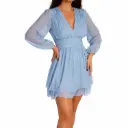 360 COTTON VNECK SHORT DRESS SKY BLUE 