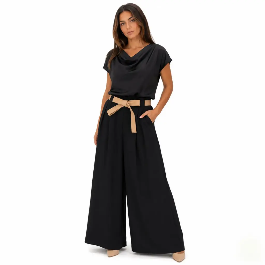 360 COTTON BUGGY PANTS WITH BELT BLACK 