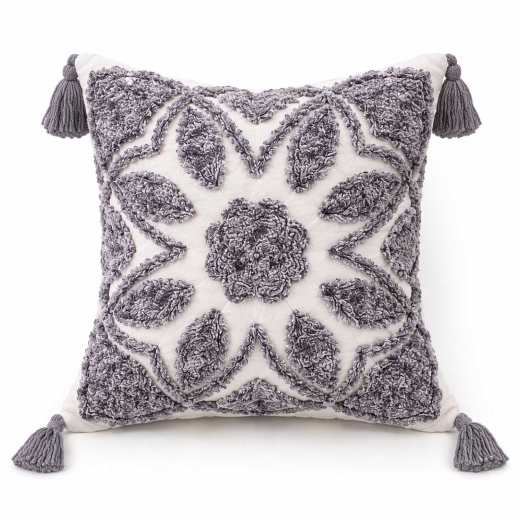 360 HOME BOHO PILLOW 45X45CM TUFTED MANDALA WITH CORNER TASSELS